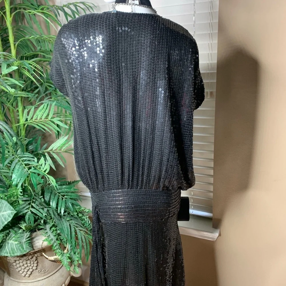 Black Sequence Dress 1920’s Style Size 8 - Picture 8 of 16